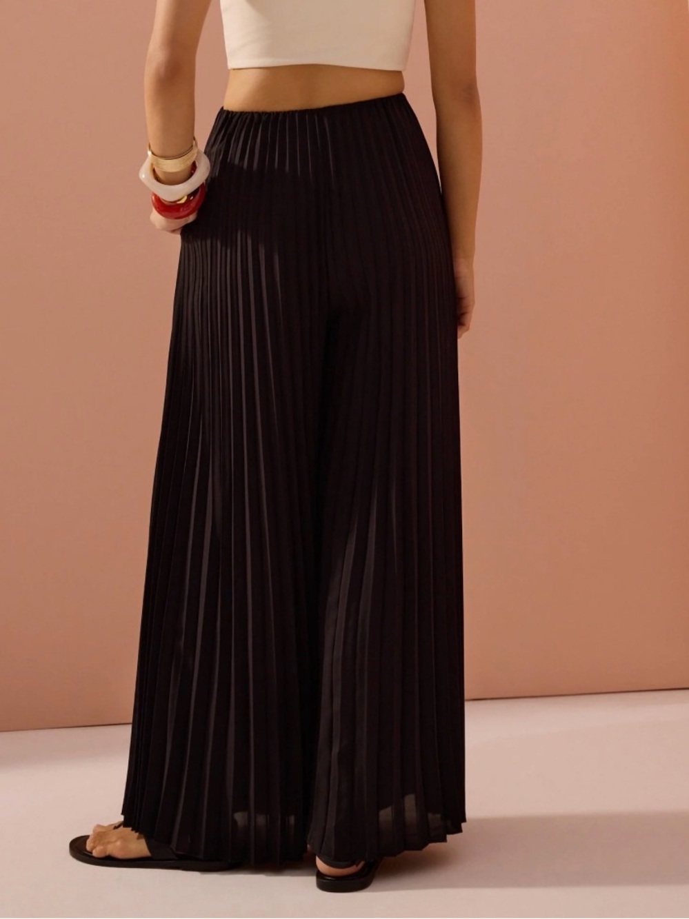Love Bonito Women’s Wide-Leg Pleated Pants - Black, Petite - Picture 4 of 4